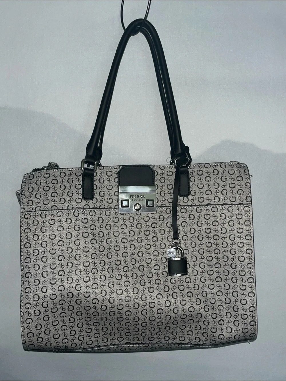 GUESS EST 1981 Grey and Black Logo large Satchel Handbag